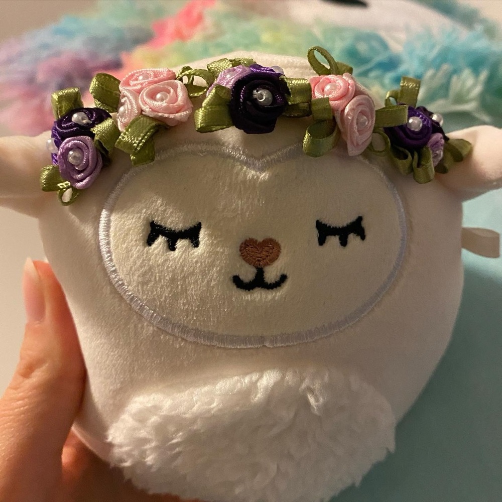 Sophie Lamb Squishmallow Sheep OOAK Custom Easter Spring Floral Crown 5”